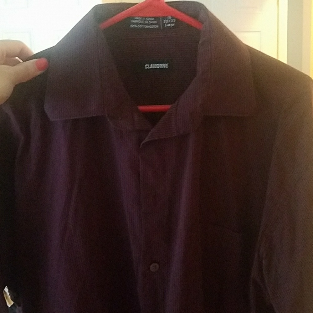 Maroon pinstriped dress shirt